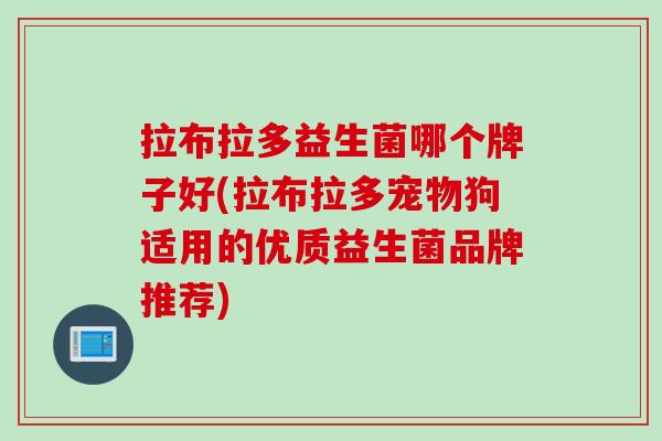拉布拉多益生菌哪个牌子好(拉布拉多宠物狗适用的优质益生菌品牌推荐)