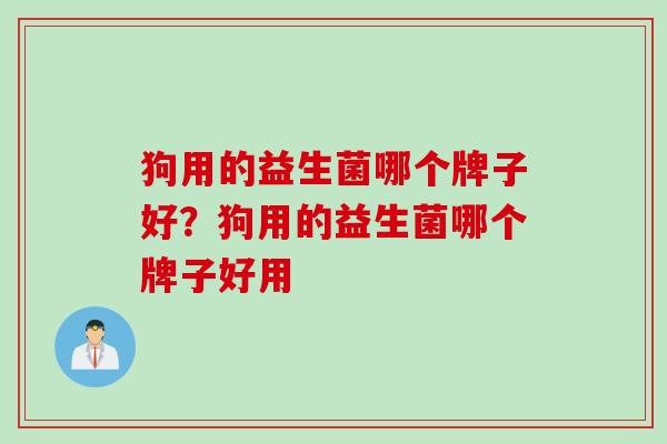狗用的益生菌哪个牌子好？狗用的益生菌哪个牌子好用