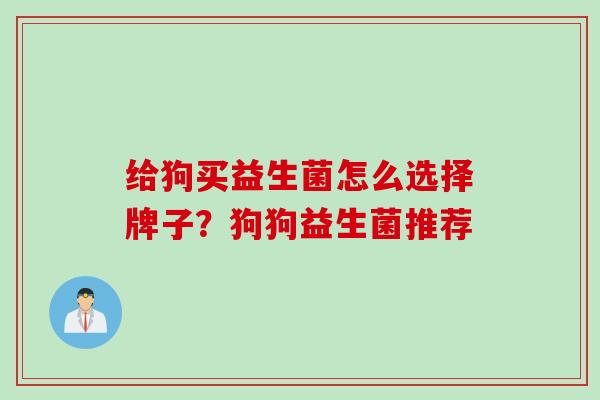 给狗买益生菌怎么选择牌子?狗狗益生菌推荐 给狗买益生菌怎么选择牌子?狗狗益生菌推荐