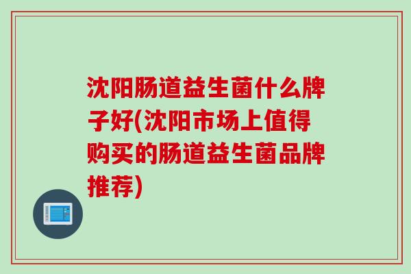 沈阳肠道益生菌什么牌子好(沈阳市场上值得购买的肠道益生菌品牌推荐)