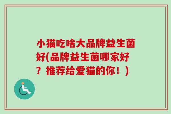 小猫吃啥大品牌益生菌好(品牌益生菌哪家好？推荐给爱猫的你！)
