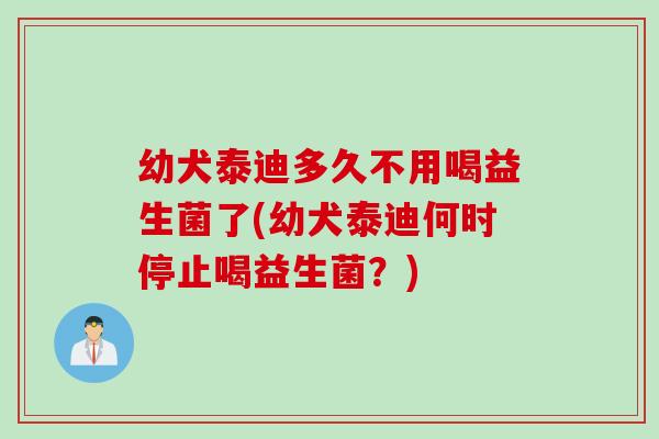 幼犬泰迪多久不用喝益生菌了(幼犬泰迪何时停止喝益生菌？)