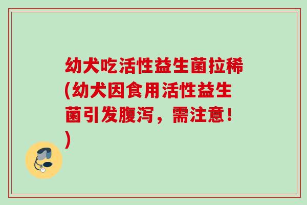 幼犬吃活性益生菌拉稀(幼犬因食用活性益生菌引发，需注意！)