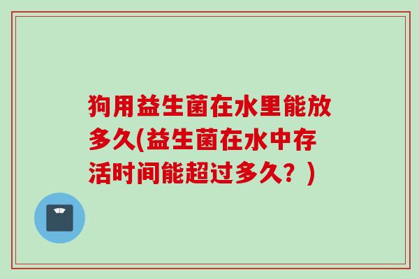 狗用益生菌在水里能放多久(益生菌在水中存活时间能超过多久?) 狗用益生菌在水里能放多久(益生菌在水中存活时间能超过多久?)
