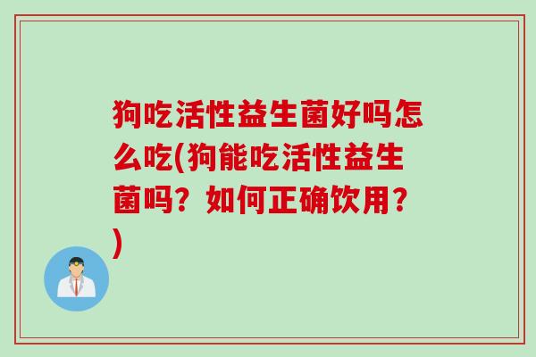 狗吃活性益生菌好吗怎么吃(狗能吃活性益生菌吗？如何正确饮用？)