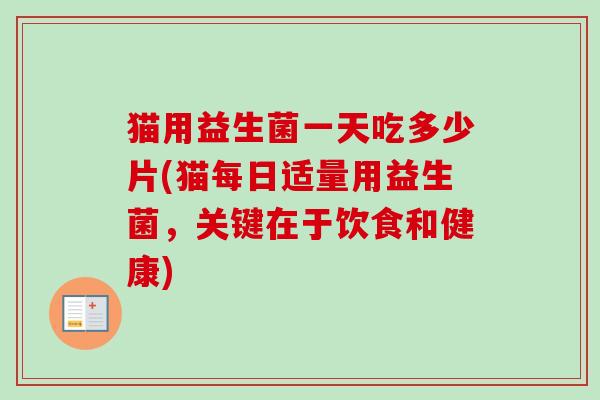 猫用益生菌一天吃多少片(猫每日适量用益生菌,关键在于饮食和健康) 猫用益生菌一天吃多少片(猫每日适量用益生菌,关键在于饮食和健康)