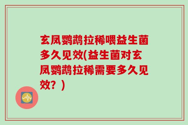玄凤鹦鹉拉稀喂益生菌多久见效(益生菌对玄凤鹦鹉拉稀需要多久见效？)