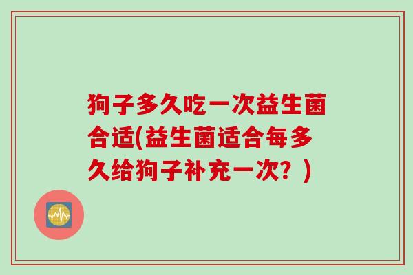 狗子多久吃一次益生菌合适(益生菌适合每多久给狗子补充一次?) 狗子多久吃一次益生菌合适(益生菌适合每多久给狗子补充一次?)