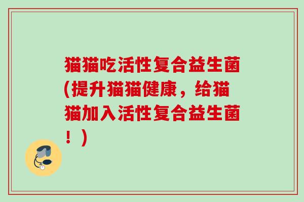 猫猫吃活性复合益生菌(提升猫猫健康,给猫猫加入活性复合益生菌!) 猫猫吃活性复合益生菌(提升猫猫健康,给猫猫加入活性复合益生菌!)