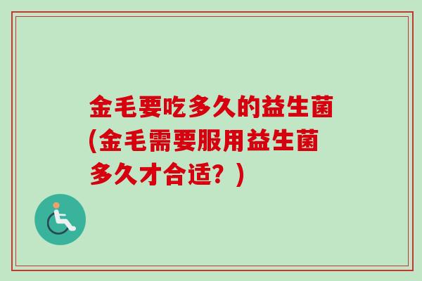 金毛要吃多久的益生菌(金毛需要服用益生菌多久才合适？)