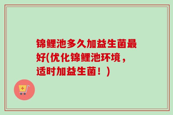 锦鲤池多久加益生菌好(优化锦鲤池环境，适时加益生菌！)