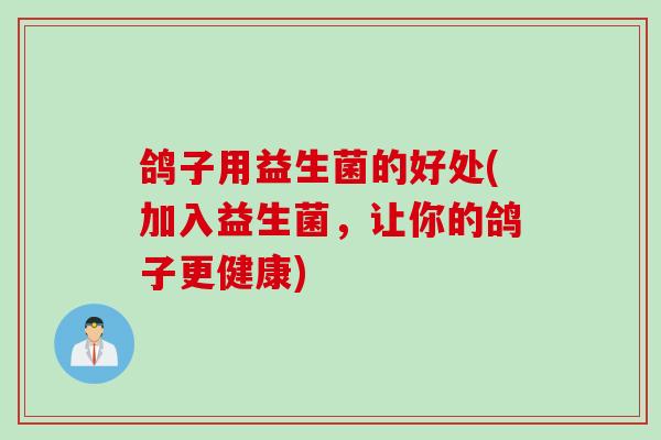 鸽子用益生菌的好处(加入益生菌，让你的鸽子更健康)