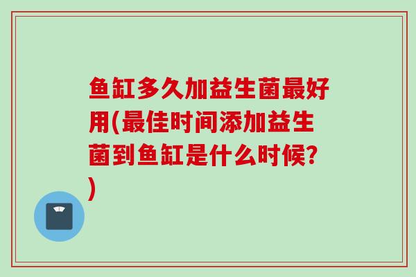 鱼缸多久加益生菌好用(佳时间添加益生菌到鱼缸是什么时候?) 鱼缸多久加益生菌好用(佳时间添加益生菌到鱼缸是什么时候?)