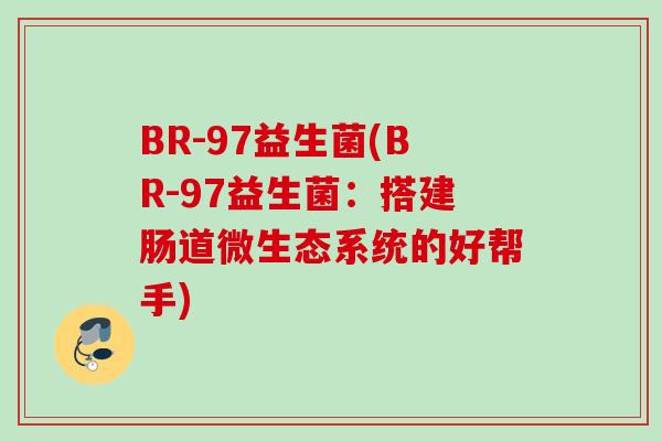 BR-97益生菌(BR-97益生菌：搭建肠道微生态系统的好帮手)