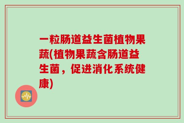 一粒肠道益生菌植物果蔬(植物果蔬含肠道益生菌，促进消化系统健康)