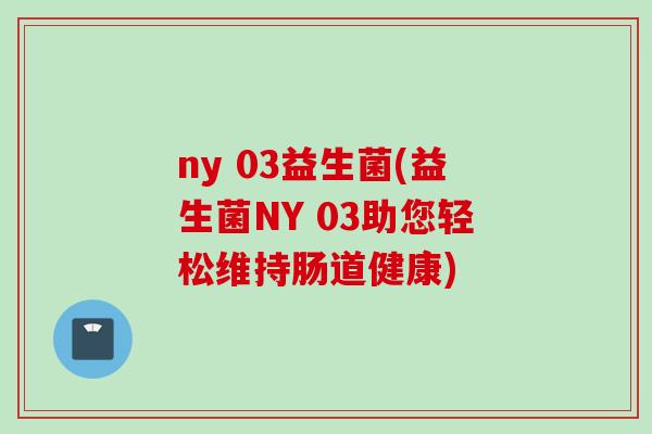 ny 03益生菌(益生菌NY 03助您轻松维持肠道健康)