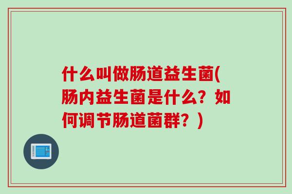 什么叫做肠道益生菌(肠内益生菌是什么？如何调节肠道菌群？)