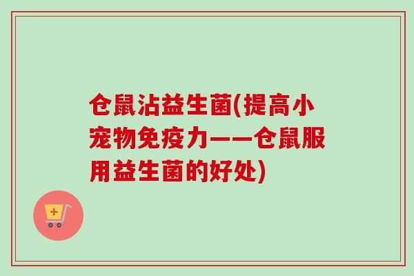 仓鼠沾益生菌(提高小宠物力——仓鼠服用益生菌的好处) 仓鼠沾益生菌(提高小宠物力——仓鼠服用益生菌的好处)
