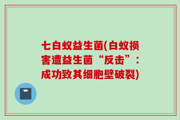 七白蚁益生菌(白蚁损害遭益生菌“反击”：成功致其细胞壁破裂)