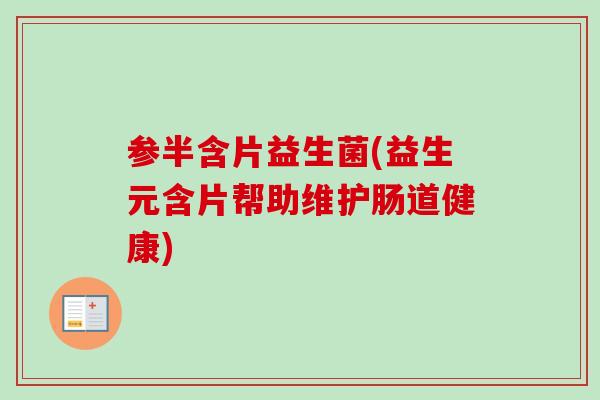 参半含片益生菌(益生元含片帮助维护肠道健康)