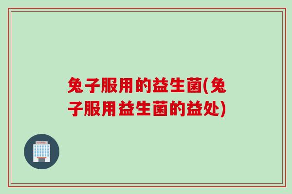 兔子服用的益生菌(兔子服用益生菌的益处)