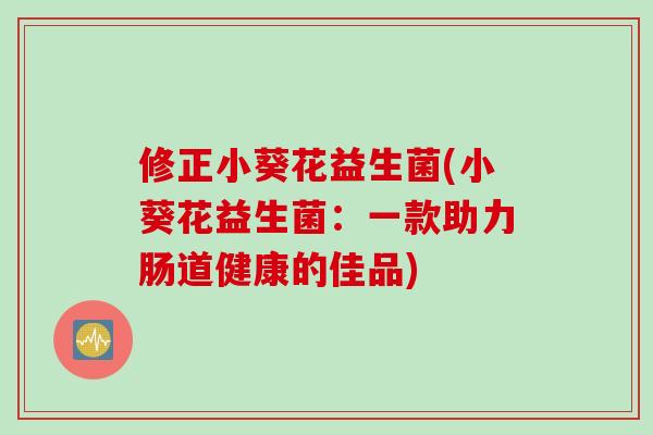 修正小葵花益生菌(小葵花益生菌：一款助力肠道健康的佳品)