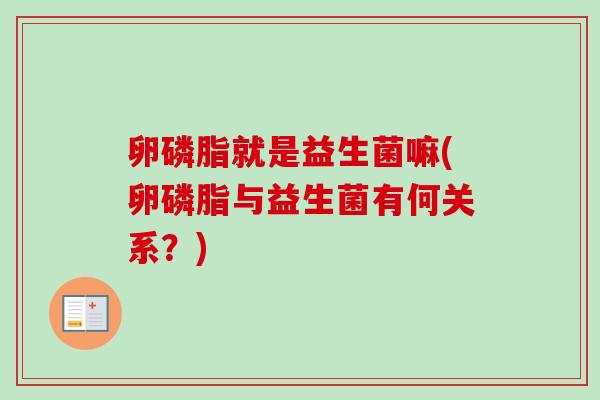 卵磷脂就是益生菌嘛(卵磷脂与益生菌有何关系?) 卵磷脂就是益生菌嘛(卵磷脂与益生菌有何关系?)