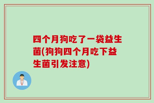 四个月狗吃了一袋益生菌(狗狗四个月吃下益生菌引发注意)