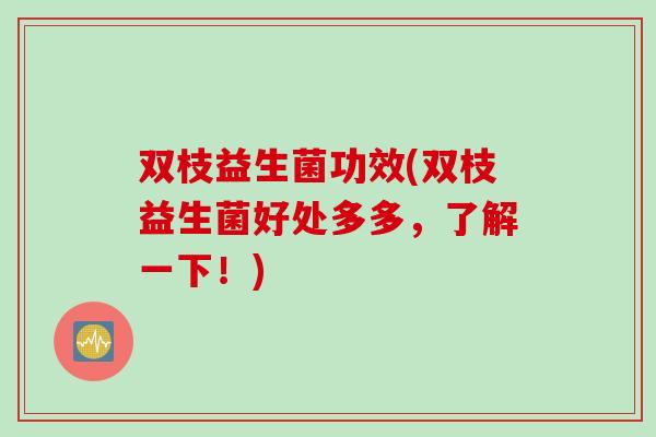 双枝益生菌功效(双枝益生菌好处多多，了解一下！)