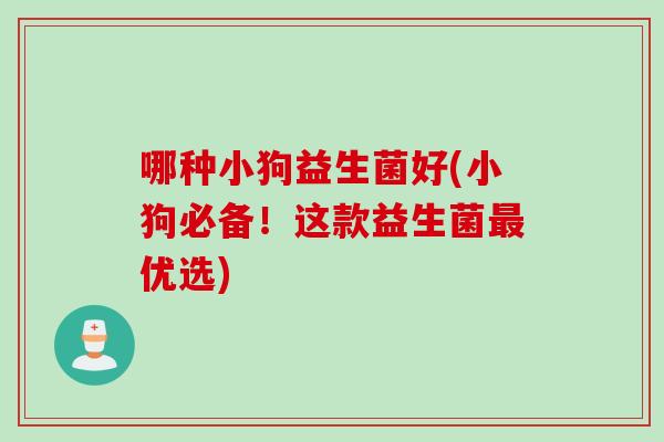 哪种小狗益生菌好(小狗必备！这款益生菌最优选)