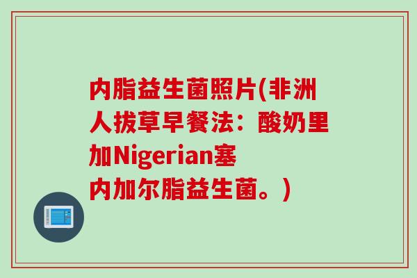 内脂益生菌照片(非洲人拔草早餐法：酸奶里加Nigerian塞内加尔脂益生菌。)