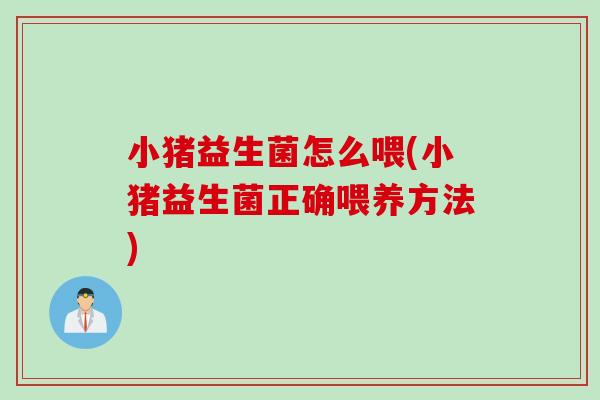 小猪益生菌怎么喂(小猪益生菌正确喂养方法)