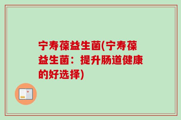 宁寿葆益生菌(宁寿葆益生菌：提升肠道健康的好选择)