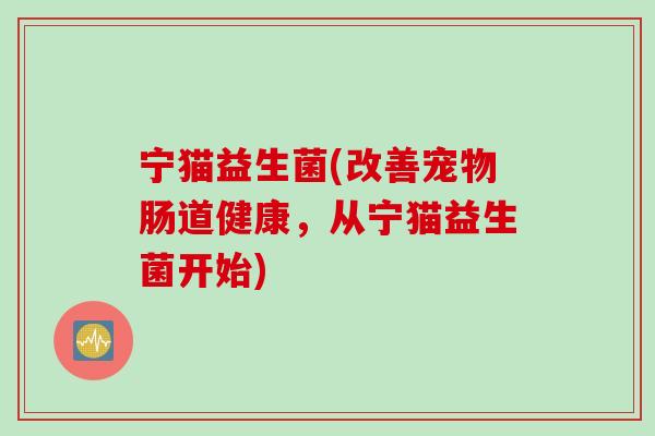 宁猫益生菌(改善宠物肠道健康，从宁猫益生菌开始)