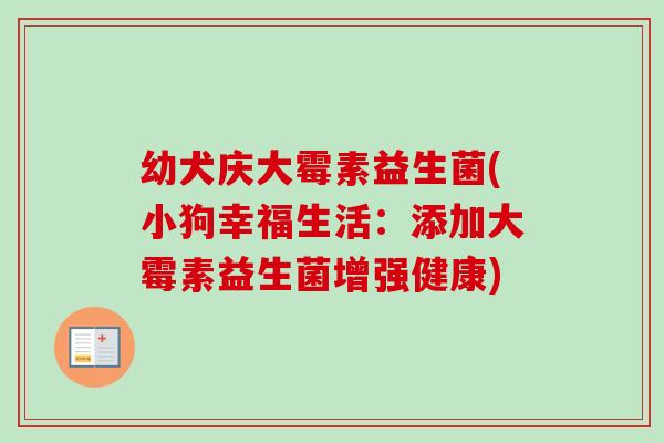 幼犬庆大霉素益生菌(小狗幸福生活：添加大霉素益生菌增强健康)
