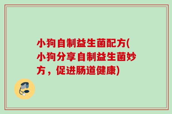 小狗自制益生菌配方(小狗分享自制益生菌妙方,促进肠道健康) 小狗自制益生菌配方(小狗分享自制益生菌妙方,促进肠道健康)