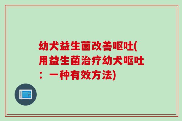 幼犬益生菌改善(用益生菌幼犬：一种有效方法)