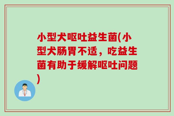 小型犬益生菌(小型犬肠胃不适,吃益生菌有助于缓解问题) 小型犬益生菌(小型犬肠胃不适,吃益生菌有助于缓解问题)