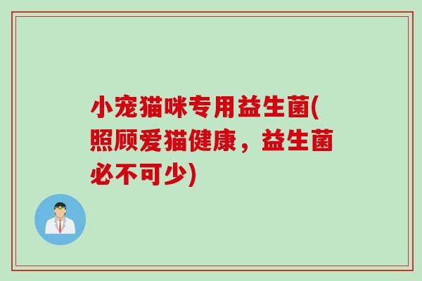 小宠猫咪专用益生菌(照顾爱猫健康,益生菌必不可少) 小宠猫咪专用益生菌(照顾爱猫健康,益生菌必不可少)