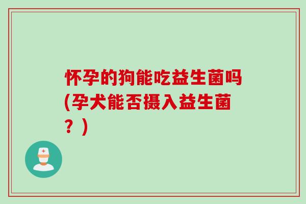 怀孕的狗能吃益生菌吗(孕犬能否摄入益生菌？)