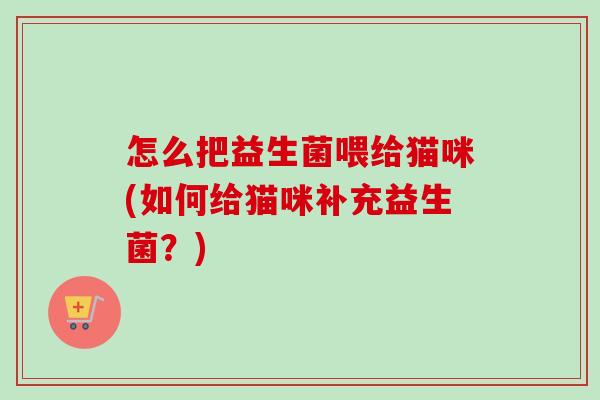 怎么把益生菌喂给猫咪(如何给猫咪补充益生菌？)