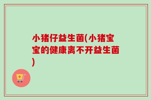 小猪仔益生菌(小猪宝宝的健康离不开益生菌)
