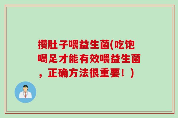攒肚子喂益生菌(吃饱喝足才能有效喂益生菌，正确方法很重要！)