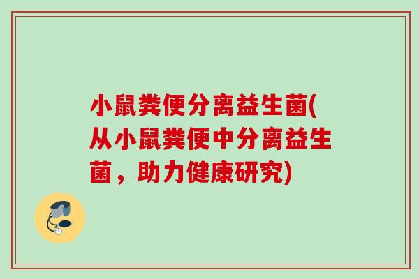小鼠粪便分离益生菌(从小鼠粪便中分离益生菌，助力健康研究)