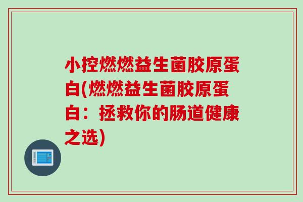 小控燃燃益生菌胶原蛋白(燃燃益生菌胶原蛋白:拯救你的肠道健康之选) 小控燃燃益生菌胶原蛋白(燃燃益生菌胶原蛋白:拯救你的肠道健康之选)