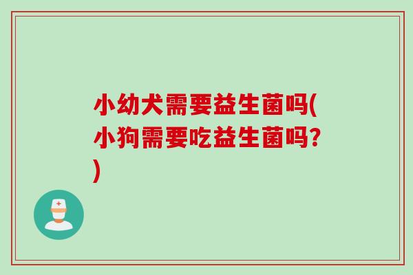 小幼犬需要益生菌吗(小狗需要吃益生菌吗？)