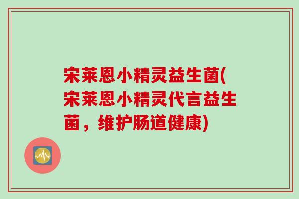 宋莱恩小精灵益生菌(宋莱恩小精灵代言益生菌，维护肠道健康)