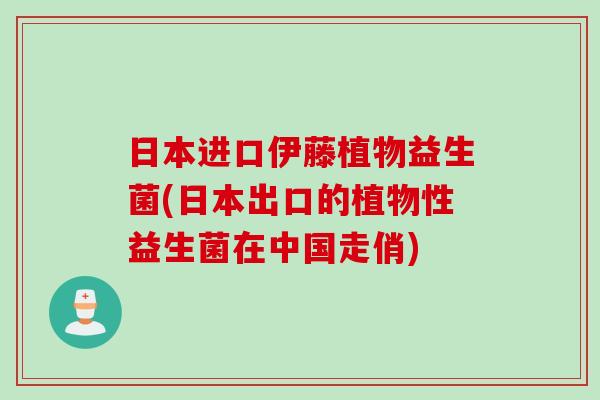 日本进口伊藤植物益生菌(日本出口的植物性益生菌在中国走俏) 日本进口伊藤植物益生菌(日本出口的植物性益生菌在中国走俏)