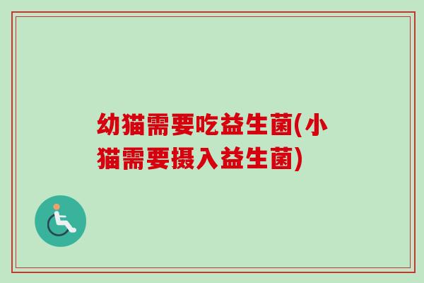 幼猫需要吃益生菌(小猫需要摄入益生菌)