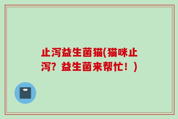 止泻益生菌猫(猫咪止泻？益生菌来帮忙！)